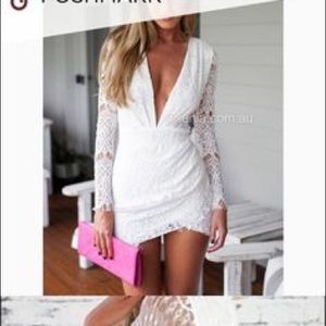 LF low cut white lace dress !